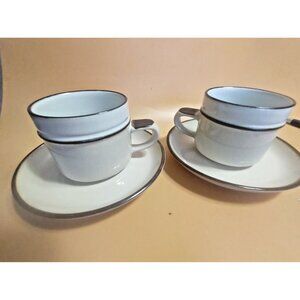 Denby England Romance Stoneware Coffee Cup & Saucer Sets (2)